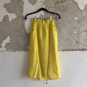 ASOS Yellow Linen Blend Midi Skirt